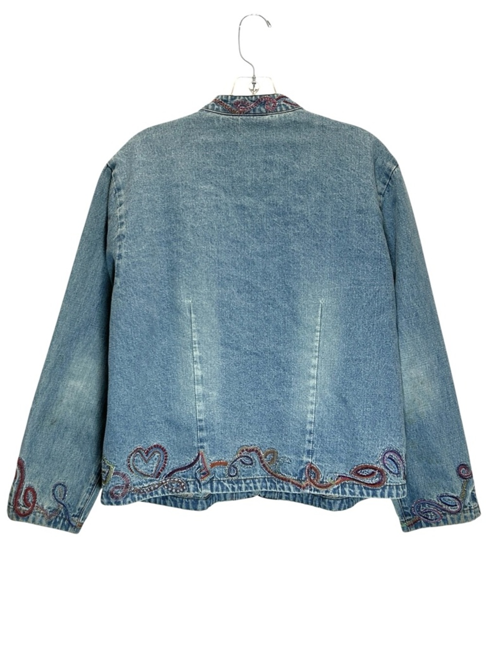 Chico’s Button-up Cotton Denim Embroidered Jacket - Chico’s 2 (Same as Large) - Picture 3 of 9